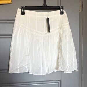 Lulu's White Mini Skirt with side half zip 100% cotton